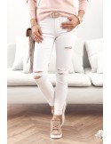 Denim pants with holes, white 2596 - Online store - Boutique